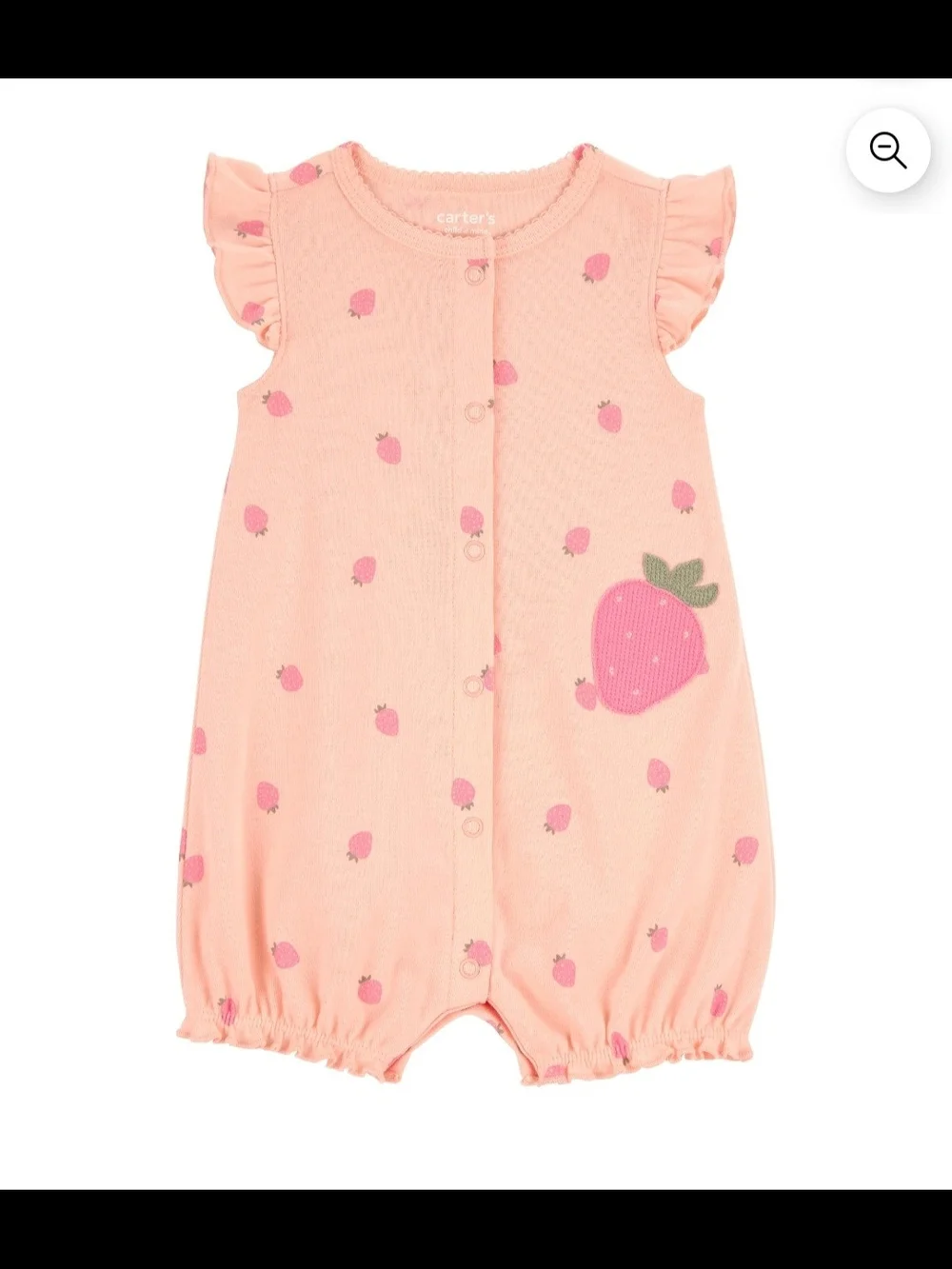 🌻 NWT Carter’s Baby Girl Strawberry Romper Pink 0-3M Ruffle One-Piece 🍓